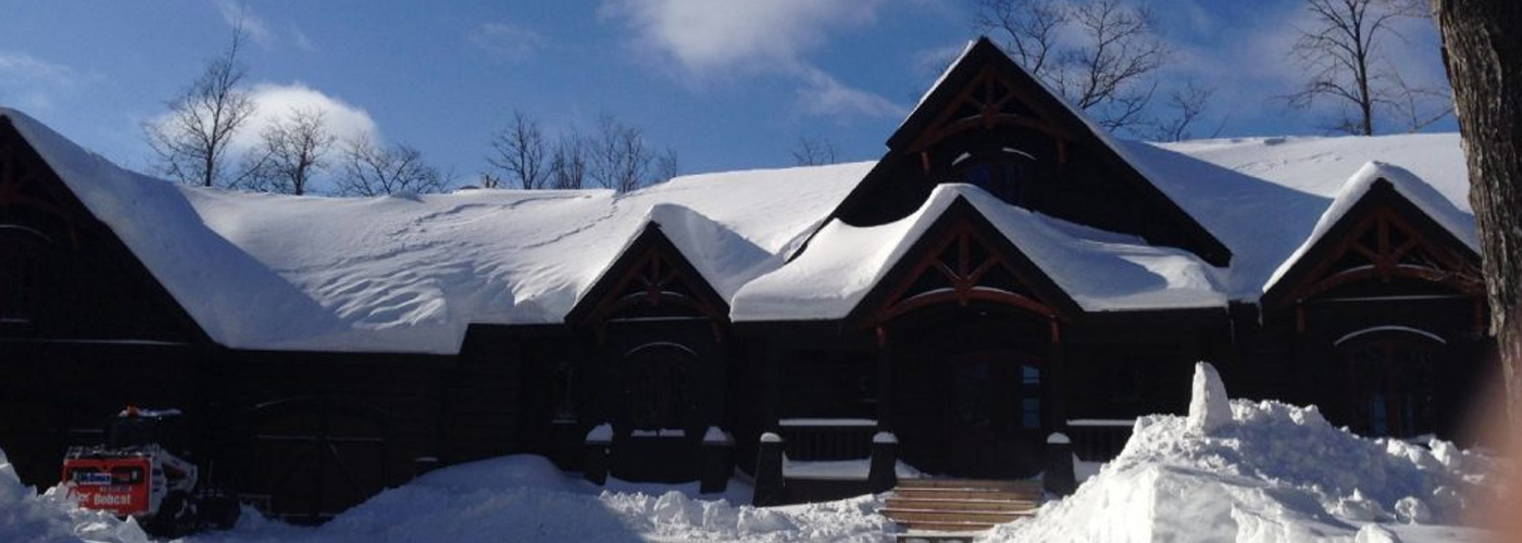 snowy lodge